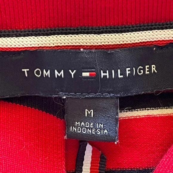 Tommy Hilfiger womens Short Sleeve Mixed Stripe Zip Polo Shirt preppy M - Picture 10 of 11